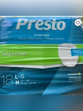NEW| 3 packages Presto Underwear Pack - Blue & Green Packaging| Adult: size Larg
